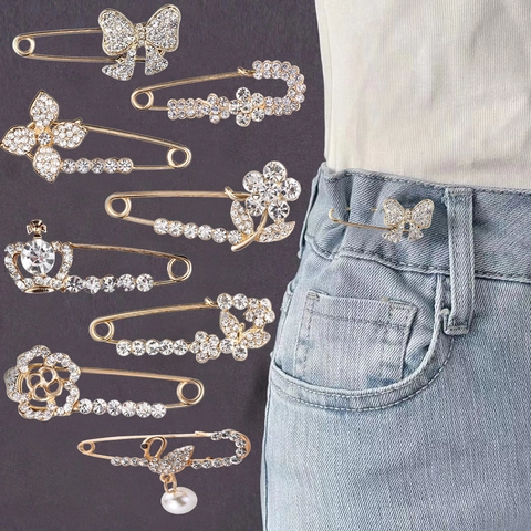 Spilla a Forma di Cigno e Fiore con Cristalli e Strass Spilla da Balia in Lega di Zinco per Abbigliamento Donna Gioielli
