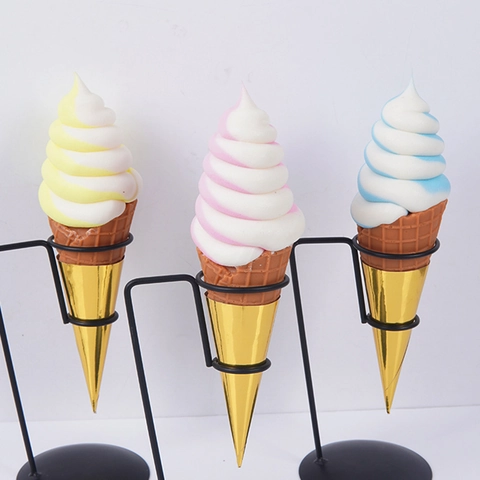 Simulation Ice Cream Cone Model Bicolor Swirl Artificial Dessert Food For Photography Props Home Decor Kids Pretend Play