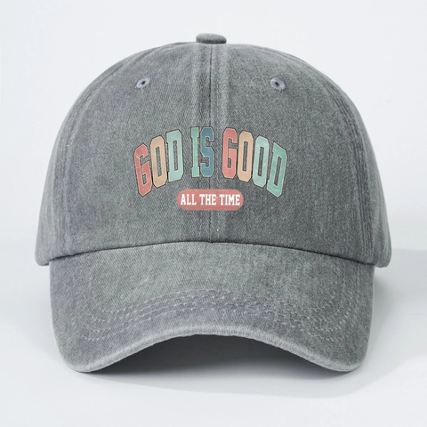 Gorra De Béisbol De Algodón Lavado Retro Estampado God Is Good Ajustable Distressed Sombrero De Sol Casual Unisex Para Hombre