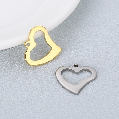 Colgante De Corazón Hueco De Acero Inoxidable Accesorios Para Hacer Joyas DIY Dije Minimalista Simple Para Collar Pulsera
