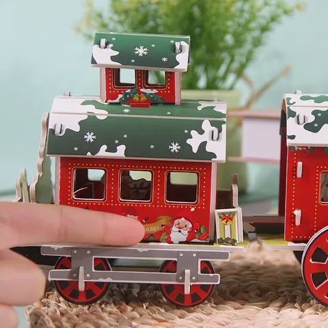 Christmas 3D Jigsaw Puzzle DIY Paper Model Assembly Educational Toys Kids Holiday Decoration Building Game No Glue