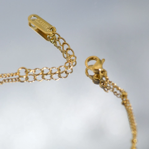 Elegante Braccialetto in Acciaio Inossidabile con Strass Quadrati Stile Francese Placcato Oro Gioielli Geometrici da Donna
