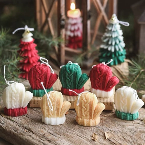 Knitted Mitten Silicone Mold Christmas Winter Yarn Texture DIY Baking Chocolate Candle Making Decorative Craft Tool
