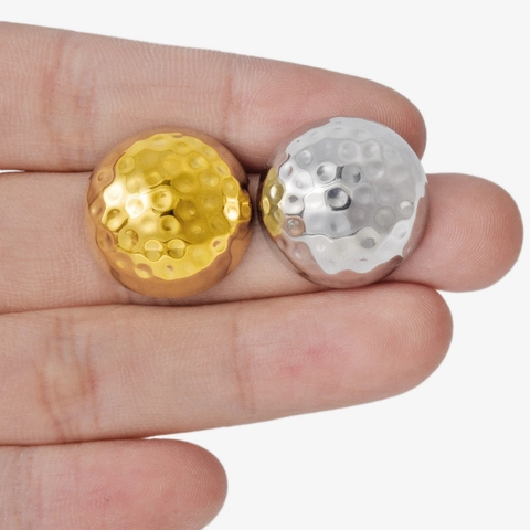 Orecchini A Lobo A Cupola Martellata Acciaio Inossidabile 304 Mezza Sfera Rotonda Gioielli Minimalisti Chic