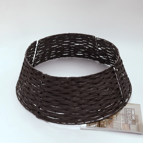 Collier De Sapin De Noël En Fibre Synthétique Tissée Couverture De Base Décoration De Fête Style Osier Rond
