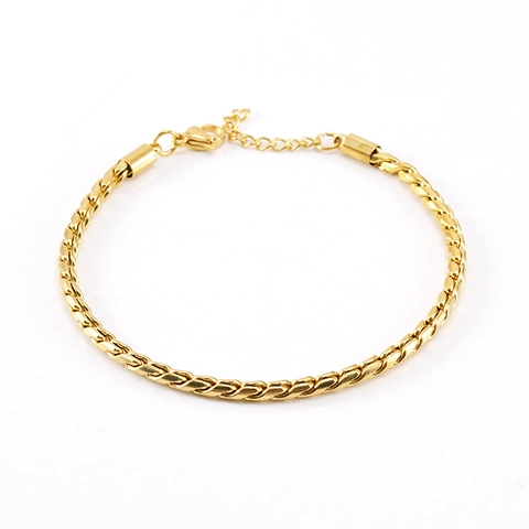 Bracelet Minimaliste Pour Femmes Bijoux En Acier Inoxydable Plaqué Or 18K Mode Tendance Chaîne À Maillons Réglable Fermoir Mousqueton