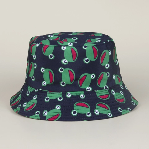 Women Men Reversible Bucket Hat Cartoon Animal Frog Cow Print Double Sided Sun Protection Summer Hat Foldable Fisherman Cap