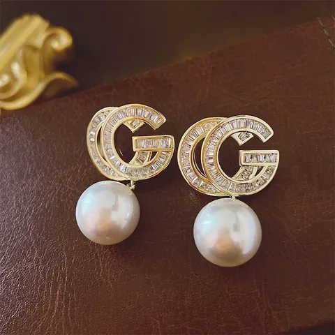 Pendientes Colgantes Cobre Circón Rhinestone Perla Artificial De Imitación Con Poste De Plata De Ley 925 Joyería Vintage De Lujo Para Mujer