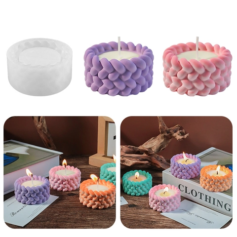 Silicone Candle Mold Knitted Hemp Rope Texture Woven Pattern Cylindrical DIY Handmade Aromatherapy Soap Gypsum Resin Crafting Tool