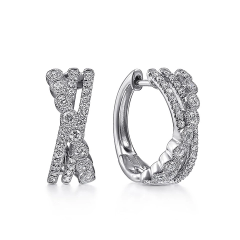 Criss Cross Huggie Hoop Oorbellen Koper Zirkoon Micro Pave Meerdere Rijen X Vorm Mode Sieraden Voor Dames