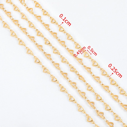 Cadena De Eslabones De Corazón De Acero Inoxidable Chapado En Oro Para Crear Collares Pulseras DIY