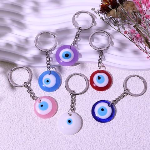 Evil Eye Schlüsselanhänger Harz Rund Bunt Nazar Amulett Glücksbringer Taschenanhänger Für Frauen Mädchen Accessoire