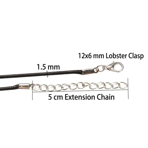 Waxed Cord Necklace Rope With Alloy Lobster Clasp And Extension Chain For DIY Jewelry Making Colorful Adjustable Pendant Cord