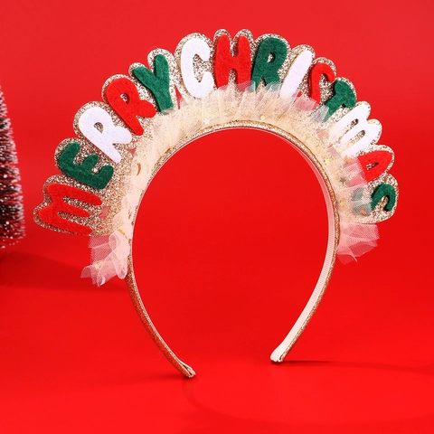 Kinderen Kerst Verjaardag Letter Haarband Merry Christmas Birthday Girl Glitter Gaas Feest Haaraccessoires Voor Kinderen