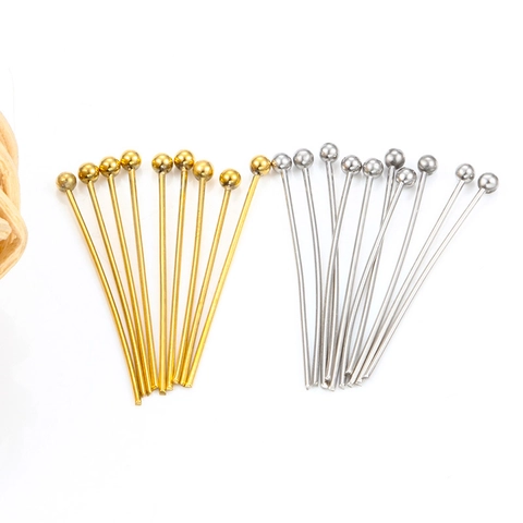 Stainless Steel Ball Head Pins DIY Jewelry Making Finding For Earrings Necklace Bracelet Craft Components 18K Gold Tone