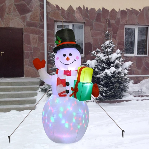 1.5m 6ft Inflatable Christmas Snowman With Built-In Colorful LED Lights Outdoor Yard Garden Party Props Decoration