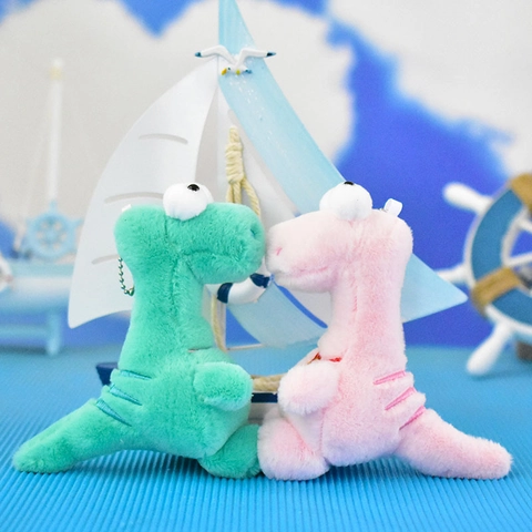 Cute Head-Tilting Dinosaur Plush Toy Pendant Soft Stuffed Animal Keychain For Backpack Bag Charms Keyring Gift