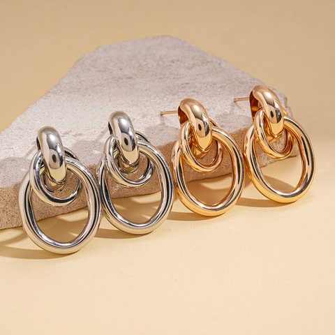 Geometrische In Elkaar Grijpende Knopoorbellen Metalen Minimalistische Sieraden Met 925 Sterling Zilveren Oorknopjes Voor Vrouwen