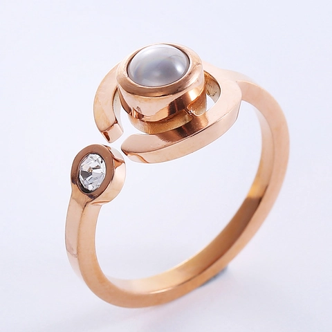 Anello Aperto in Acciaio Inossidabile Numeri Romani per Donna Regolabile Intarsiato con Zirconia Pietra di Proiezione Gioielli