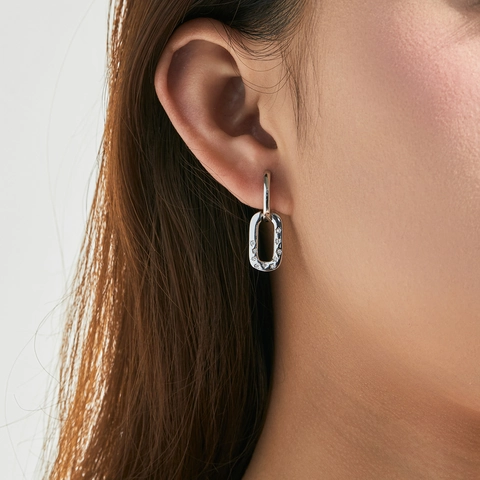 925 Sterling Silver Geometric Star Zirconia Drop Earrings For Women Fashion Sweet Cool Rectangle Link Dangle Earrings Jewelry