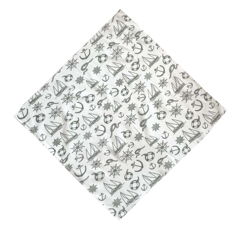 Bandana De Algodón Con Estampado De Ancla Náutica Pañuelo Cuadrado Estilo Marino Unisex Retro Tema Marino