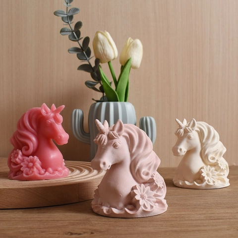 Eenhoorn Siliconen Vorm Voor Aromatherapie Kaarsen Maken 3D Engel Paard Gips Ornament DIY Zeep Taart Decoratie Dierlijke Bloemenbasis