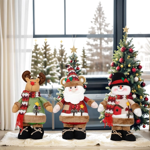 Adornos de Muñecos de Peluche de Navidad Figuras de Papá Noel Muñeco de Nieve Reno Decoración del Hogar Hotel Regalo de Fiesta