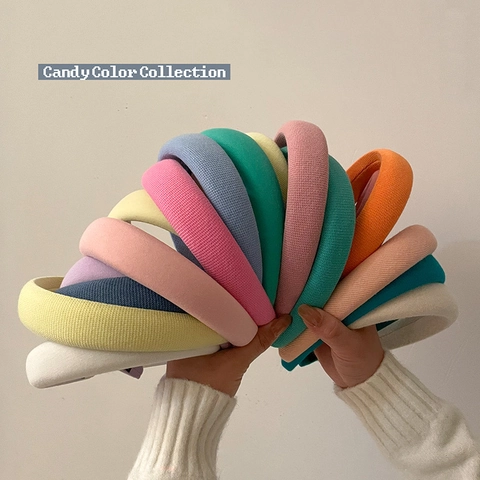 Solid Color Padded Sponge Headband Ruched Velvet Hair Hoop Elegant Non-slip Fabric Headpiece For Women