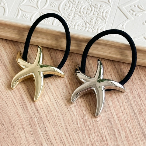 Coleteros Aleación Metal Estrella De Mar Concha Geométrica Onda Minimalista Elásticos Soportes De Cola De Caballo Para Mujeres Niñas
