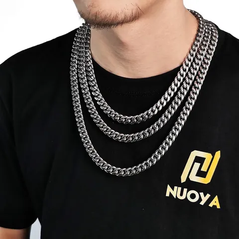 Collana E Bracciale Catena Cubana Hip Hop Acciaio Inossidabile Chiusura In Zircone Stile Punk Gioielli Per Uomo Donna