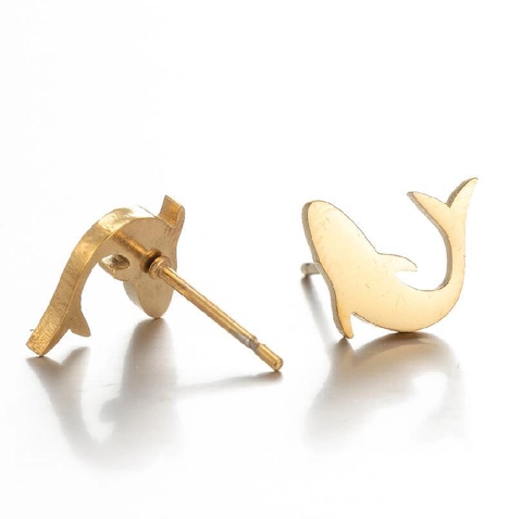 Stainless Steel Animal Stud Earrings Cute Cartoon Pig Elephant Bee Bird Shark Dolphin Minimalist Jewelry For Women