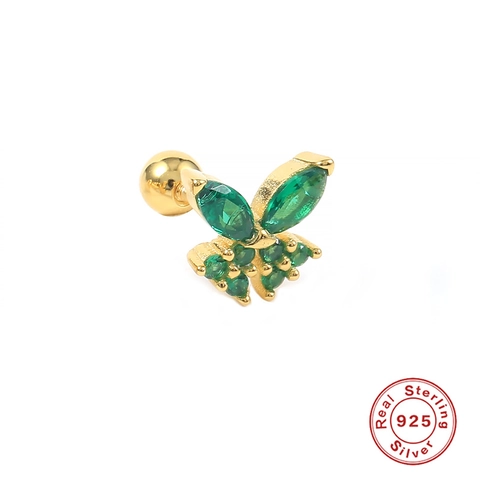 Pendientes de Botón Helix de Plata de Ley 925 Mariposa Zirconia Cierre de Rosca Joyería Piercing para Mujer Una Pieza