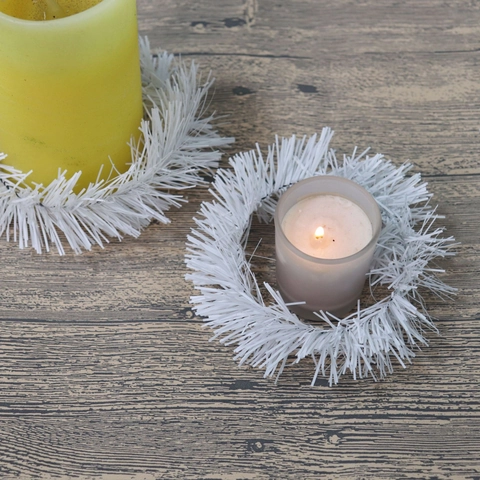 Mini Christmas Wreaths Candle Rings PVC Pine Needle Artificial Desktop Decoration Holiday Ornament Colorful Bow
