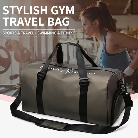 Bolsa De Viaje Fitness Gran Capacidad Tela Oxford Impermeable Compartimento Zapatos Separación Húmedo Seco Funda Trolley