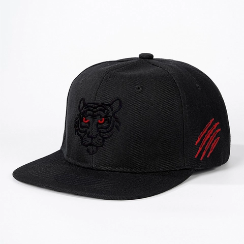 Tiger Head Embroidery Baseball Cap Polyester Flat Brim Snapback Streetwear Hip Hop Hat For Men Women