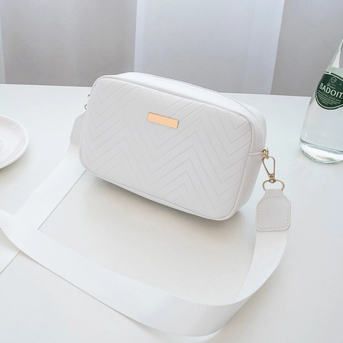 Bolso De Cámara Para Mujer Cuero PU Bolso De Hombro Bandolera Con Correa Ancha Informal Simple Diario Bolso Cuadrado