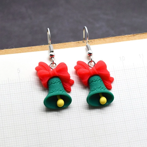 Christmas Cartoon Drop Earrings Resin 3D Santa Claus Snowman Tree Bell Penguin Festival Holiday Party Jewelry For Women