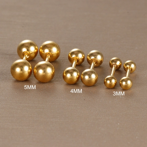 Minimalistische Runde Kugel Ohrstecker Edelstahl Vergoldet Schraubverschluss Knorpel Piercing Schmuck Für Frauen