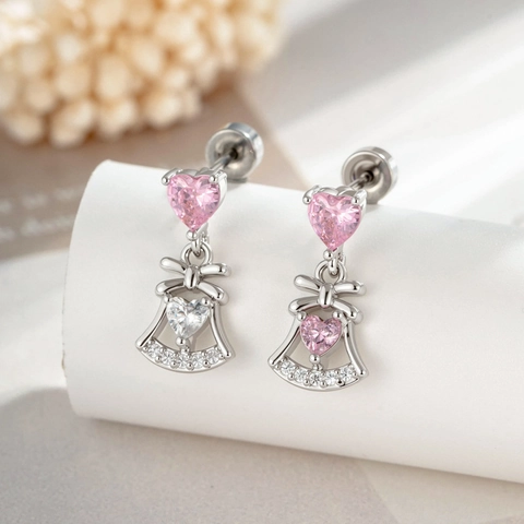 Hart Zirkoon Vlinder Hanger Oorkraakbeen Stud Roestvrij Staal Koper Schroefsluiting Piercing Sieraad Dames