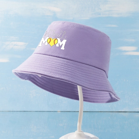Cappello Alla Pescatora In Cotone Softball Mom Stampato Protezione Solare Estate All Aperto Sportivo Donna