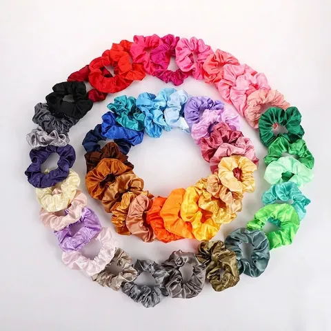 Handmade Large Satin Hair Scrunchies Satin Texture Soft Elastic Ponytail Holder For Women Girls Elegant Hair Accessories
