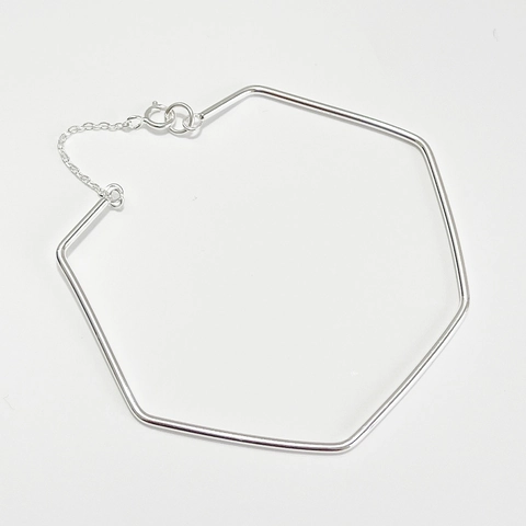 925 Sterling Silber Sechseck Geometrisches Armband Minimalistisch Verstellbare Kette Armreif Schmuck Für Frauen