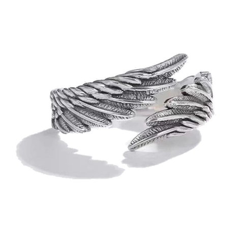 Angel And Demon Wings Open Rings Antique Silver Color Alloy Gothic Punk Adjustable Couple Jewelry For Men Women