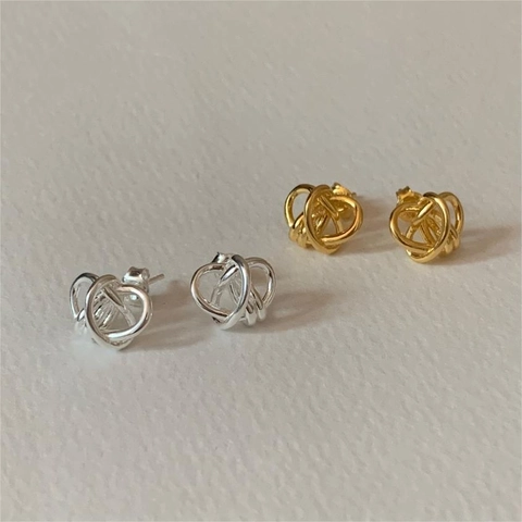 925 Sterling Silber Knoten Ohrstecker Minimalistische Geometrische Stil 18K Vergoldet Schmuck Für Damen