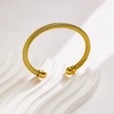 Twisted Cable Cuff Armreif Edelstahl Offenes Ende Minimalistischer Geometrischer Schmuck Für Herren Damen