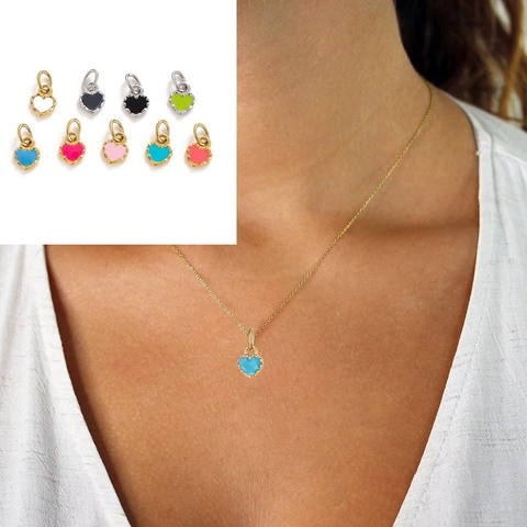 Collana Con Ciondolo A Cuore In Acciaio Inossidabile Smalto Colorato Accessorio Gioielli DIY Per Donne