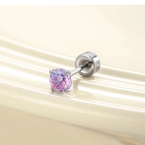 Boucles D'oreilles De Cartilage En Acier Titane Zircone Bicolore Dégradée Coupe Ronde Dos Plat À Vis Piercing
