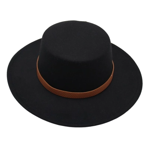 Canotier Hut Für Damen Vintage Flache Krone Filz Breite Krempe Eleganter Französischer Stil Mit Lederband