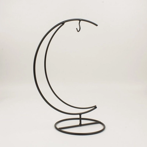 Moon Shape Jewelry Display Stand Black Metal Iron Crescent Pendulum Necklace Holder Hanging Organizer Rack Home Decor