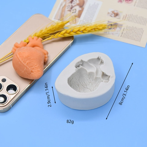 Anatomical Heart Silicone Mold Halloween DIY Baking Tool For Cake Chocolate Resin Candle Soap Crafting White